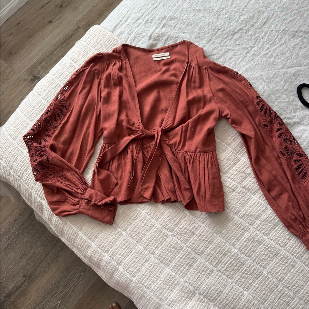 Urban Outfitters Terracotta Tie-Front Blouse
